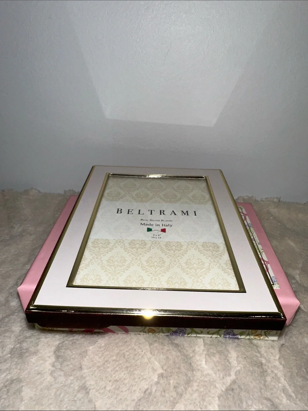 BELTRAMI Blush Pink Gold Tone Real Silver Prated Elegant 4 x 6 Picture Frame